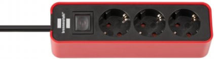 Brennenstuhl Ecolor Power Strip 3 Positions with Switch and Cable 1.5m Red
