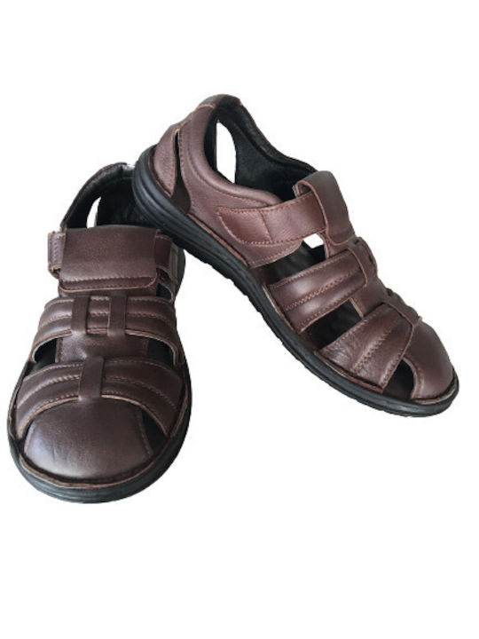 Men's Brown Anatomical Sandal Closed with Velcro