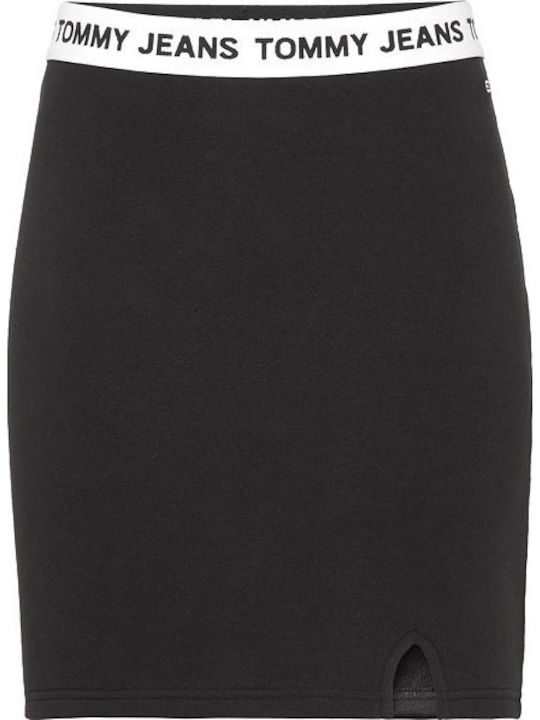 Denim Hoch tailliert Mini Rock Schwarz