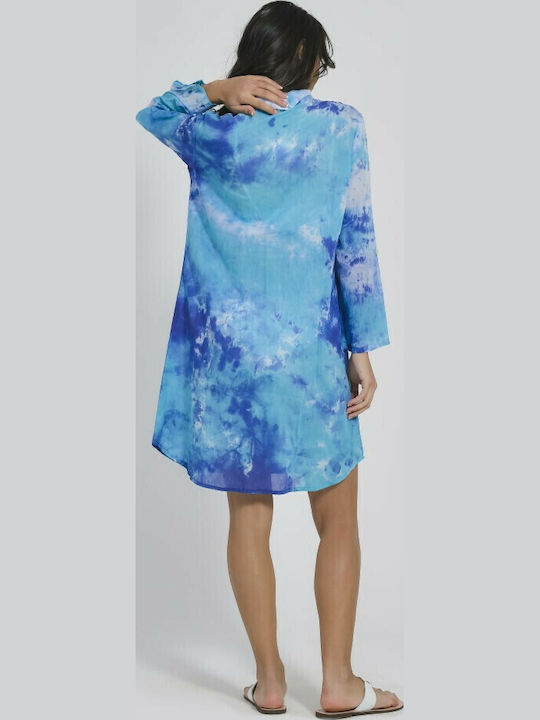 Ble Resort Collection Damenbademode Kaftan Paraliá Blau