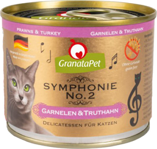 Granata Pet Foods Symphonie No.2 Wet Food for Cats in Cans with Turkey and Shrimps Grain-Free 200gr