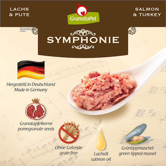 Granata Pet Foods Symphonie No.4 Wet Food for Cats in Cans with Turkey and Salmon Grain-Free 200gr