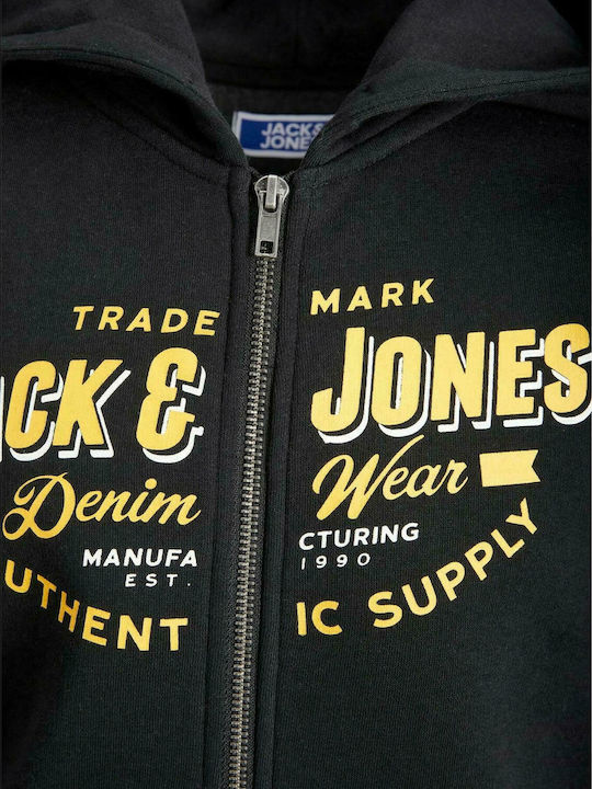 Jack & Jones Παιδική Ζακέτα με Κουκούλα Μαύρη