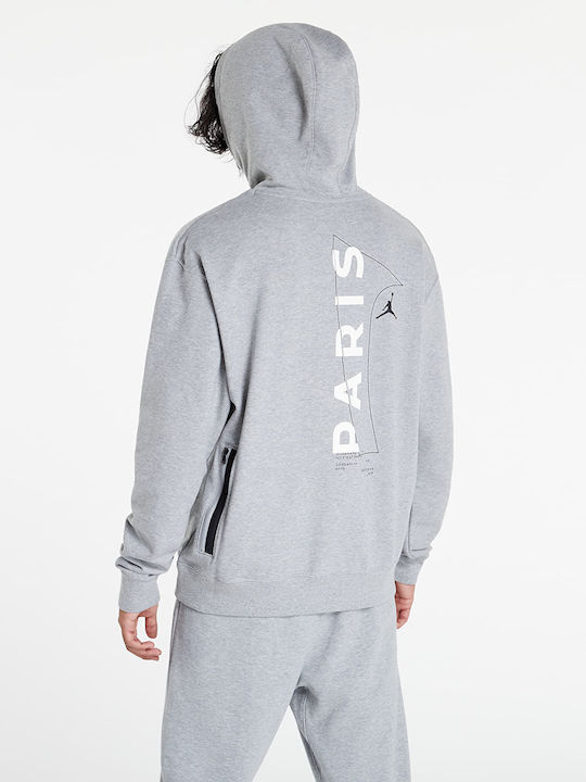 Nike Paris Saint Germain Men's Sweatshirt with Hood and Pockets Gray