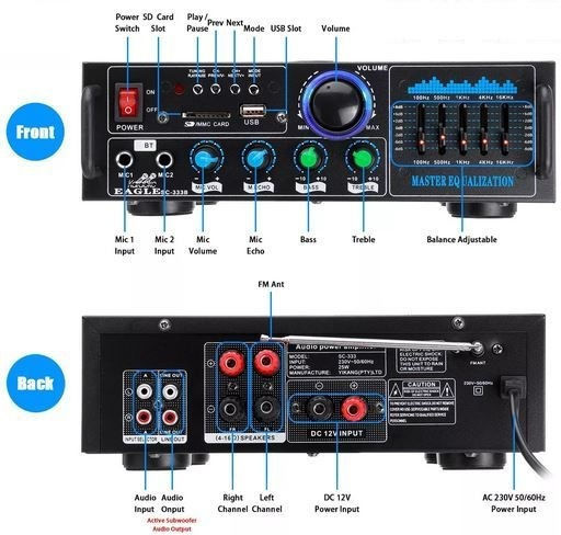 Andowl Karaoke Amplifier in Black Color