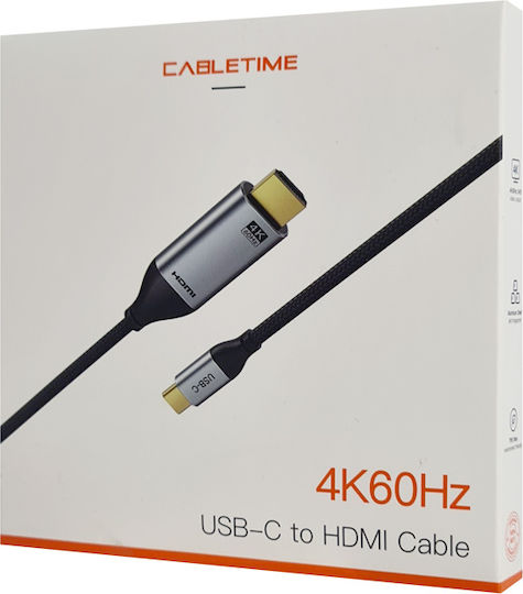 Cabletime Braided Cable HDMI male - USB-C male 3m Μαύρο