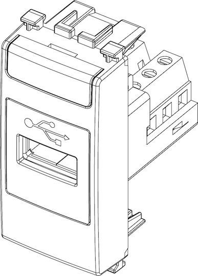 Vimar Arke Мортис Електрически Контакт с 1 USB Порт Сив
