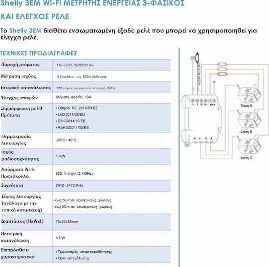 Shelly 3EM Energy Analyzer Electric Panel Analog Three-phase