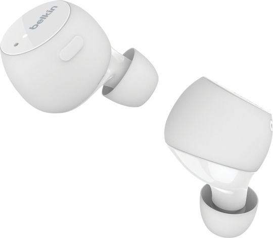 Belkin Soundform Immerse In-ear Bluetooth Handsfree Ακουστικά με Αντοχή στον Ιδρώτα και Θήκη Φόρτισης Λευκά