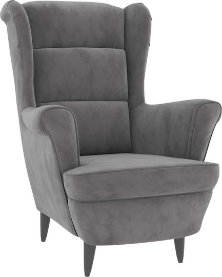 Ohrensessel mit Fußhocker Samt Light Grey 81x90x96.5cm