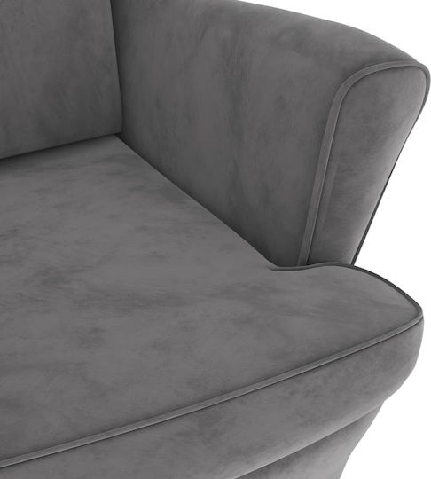 Ohrensessel mit Fußhocker Samt Light Grey 81x90x96.5cm