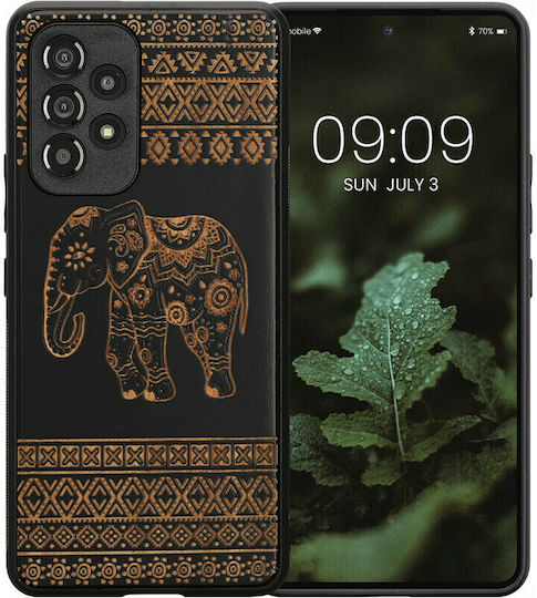 KWmobile Wood Elephant Pattern Back Cover Wooden Elephant - Black / Light Brown (Galaxy A53) 58317.08