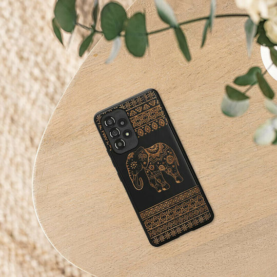 KWmobile Wood Elephant Pattern Back Cover Lemn Elephant - Black / Light Brown (Galaxy A53)