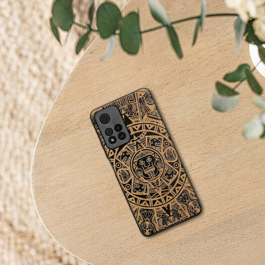 KWmobile Back Cover Wooden Maya Calendar Art - Light Brown / Black (Redmi Note 11 Pro+ 5G) 58100.02