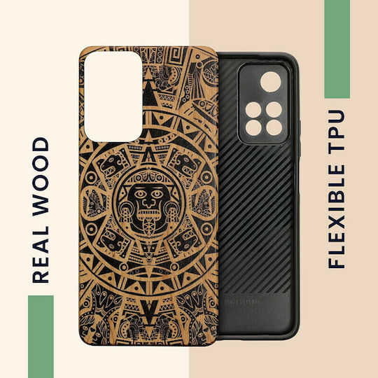 KWmobile Back Cover Lemn Maya Calendar Art - Light Brown / Black (Redmi Note 11 Pro+ 5G)