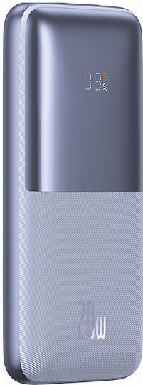 Baseus Bipow Pro Power Bank 10000mAh 20W с 2 USB-A порта и USB-C порт Лилав