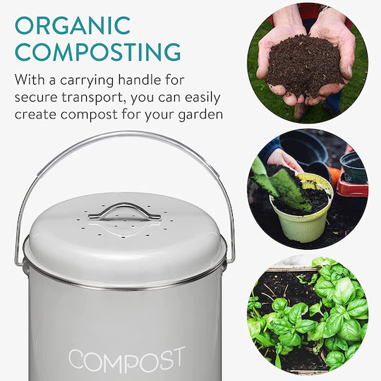49642.2.22 Metallic Closed Type Composter 5lt Grey