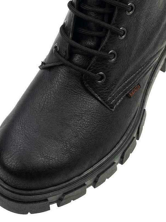 R Leder Stiefeletten Damen Schwarz