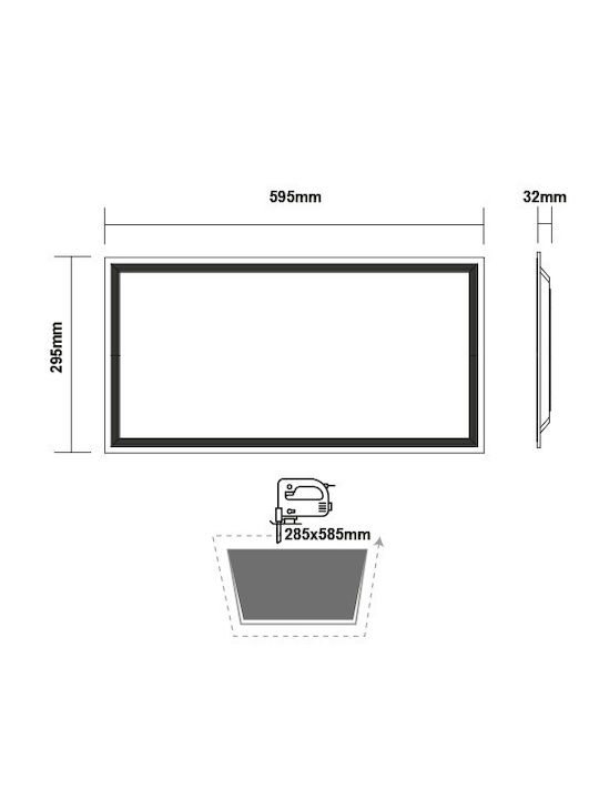 Aca Paralelogram Încastrat Panou LED Putere 30W cu Alb Rece Lumini 29.5x59.5cm.