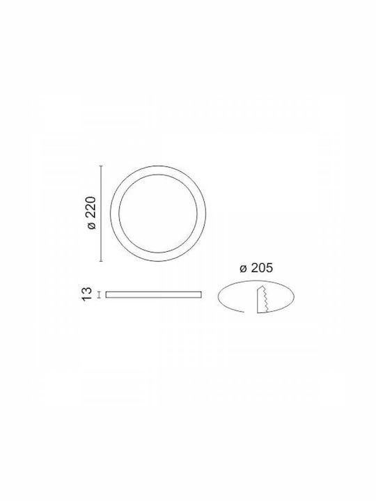 Spot Light Round Recessed LED Panel 20W with Warm White Light 3000K 22cm