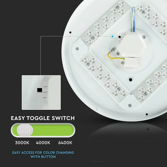 V-TAC Στρογγυλό Εξωτερικό LED Panel 18W με Ρυθμιζόμενο Λευκό Φως 50εκ.