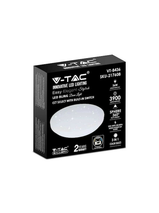 V-TAC Round Outdoor LED Panel 18W with Warm to Cool White Light 50x50cm