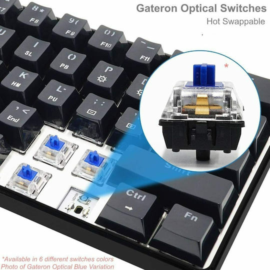HK Gaming GK61 Gaming Mechanical Keyboard 60% with Gateron Black switches and RGB lighting (English US)