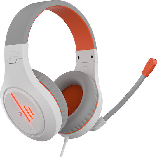 Meetion HP021 Over Ear Gaming Headset with Connection 3.5mm / USB White/Orange
