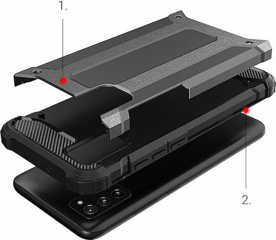 Hurtel Hybrid Armor Umschlag Rückseite Kunststoff Schwarz (Galaxy A03s)