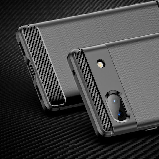 Hurtel Carbon Flexible Umschlag Rückseite Silikon Schwarz (Google Pixel 6a)