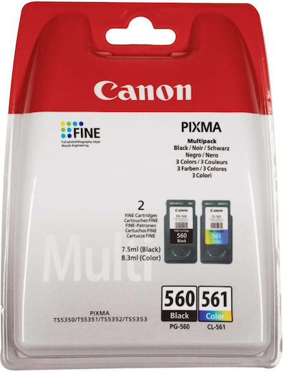 Canon PG-560/CL-561 Original Pack of 2 InkJet Printer Inks Multiple (Color) / Black (3713C006)