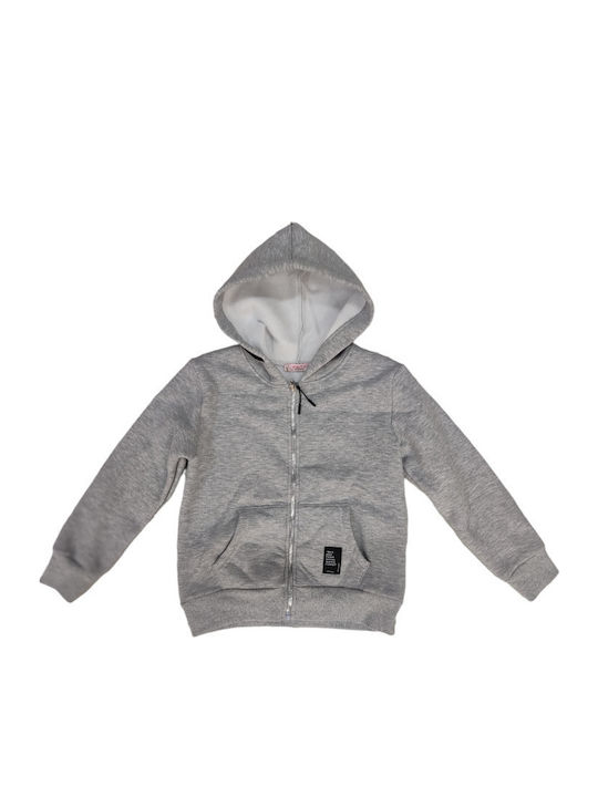 Kids Sweatshirt Cardigan Cotton with Hood Gray