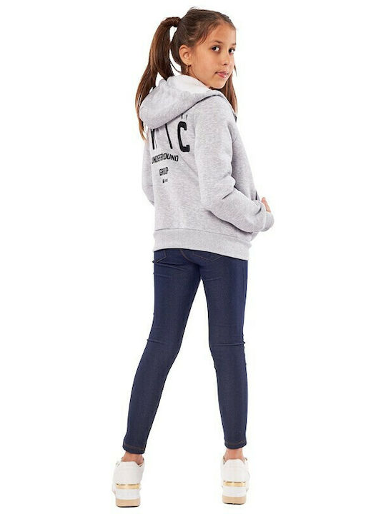 Kids Sweatshirt Cardigan Cotton with Hood Gray