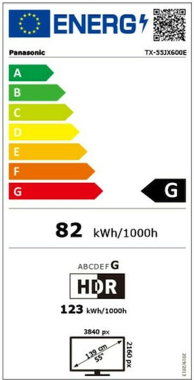 Panasonic Smart Τηλεόραση 55" 4K UHD LED TX-55JX600E HDR (2021)