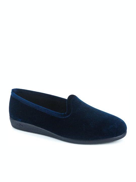 Geschlossene Damen Hausschuhe Marineblau