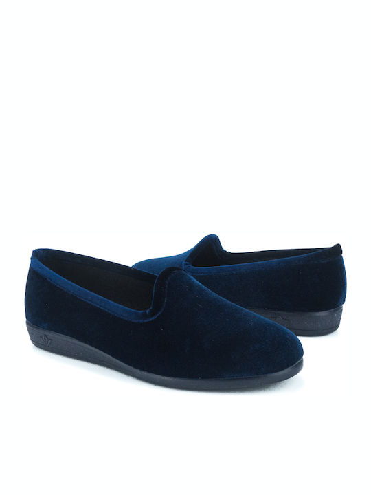 Geschlossene Damen Hausschuhe Marineblau