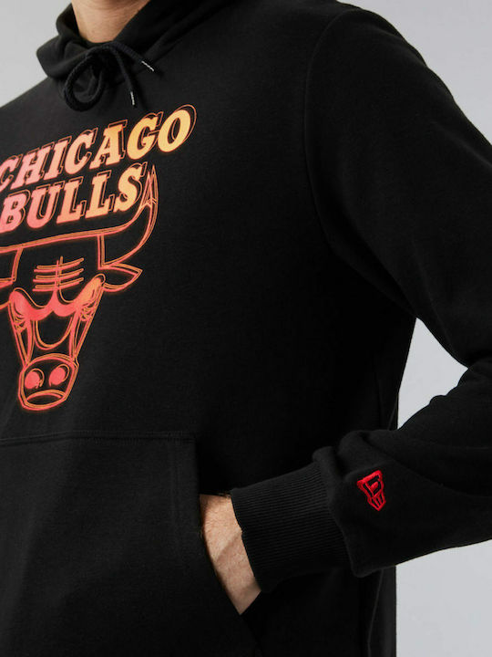 NBA Neon Fade Chicago Bulls Sweatshirt with Hood Black