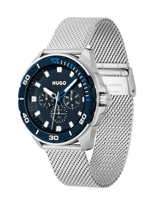 Boss Fresh Ανδρικό Ρολόι 44mm Χρονογράφος Μπαταρίας με Ασημί Ατσάλινο Μπρασελέ
