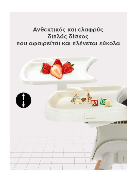 Kiddo Menu Καρεκλάκι Φαγητού 5 in 1 με Ρυθμιζόμενο Ύψος Γκρι