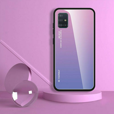 Hurtel Gradient Glass Plastic Back Cover Pink (Galaxy A51)