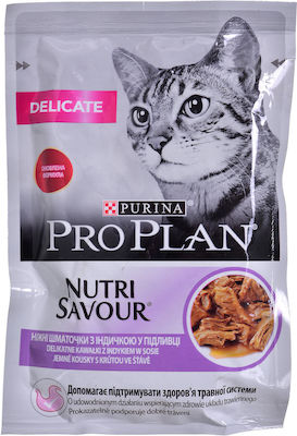 Purina Pro Plan Delicate Nutri Savour Nasses Katzenfutter für Katze in Beutel mit Türkei 85gr