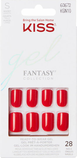 Kiss Fantasy Nails Whatever Ярки Съвети За Нокти в Червен Цвят 28 Бройки KGN10C