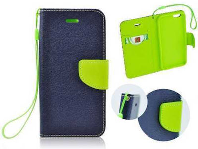 Fancy Synthetic Leather Book Navy / Lime (Galaxy A13 4G)