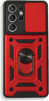 Bodycell Armor Slide Plastic Back Cover Durable Red (Galaxy S22 Ultra 5G)