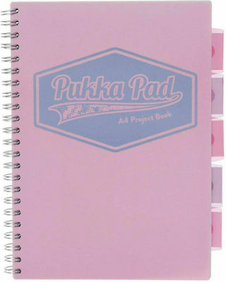 Pukka Spiral Notebook Ruled A4 5 Subjects Pink 1pcs