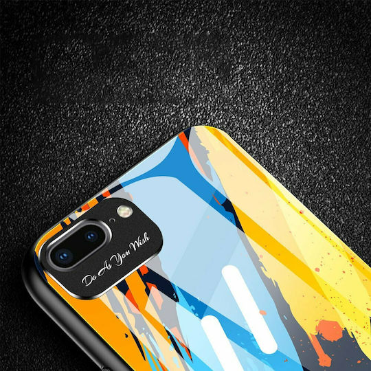 Hurtel Mobile Phone Cases & Covers Plastic Back Cover Set with Tempered Glass Pink/Blue/Orange Compatible with iPhone 7 / 8 / SE 2020 / SE 2022