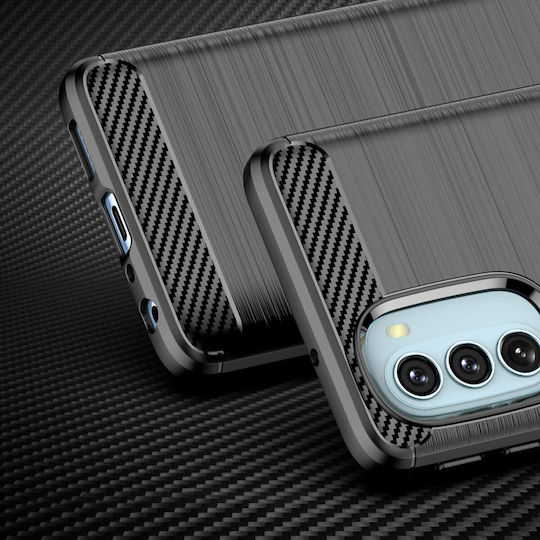 Hurtel Carbon Flexible Umschlag Rückseite Silikon Schwarz (Motorola Moto G51 5G)
