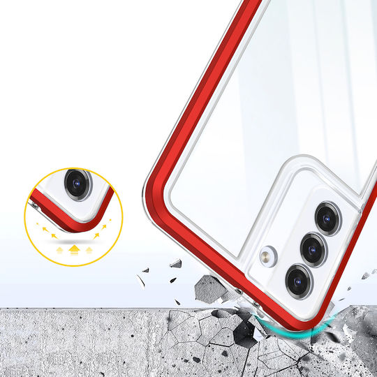 Hurtel Clear 3in1 Back Cover Silicon 1.1mm Roșu (Galaxy S21+ 5G)