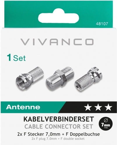 Vivanco 483015GW Set 7mm Вилка Конектор F 1бр