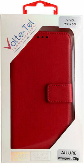 Volte-Tel Allure Magnet Wallet Piele artificială Roșu (Vivo Y33s 5G)